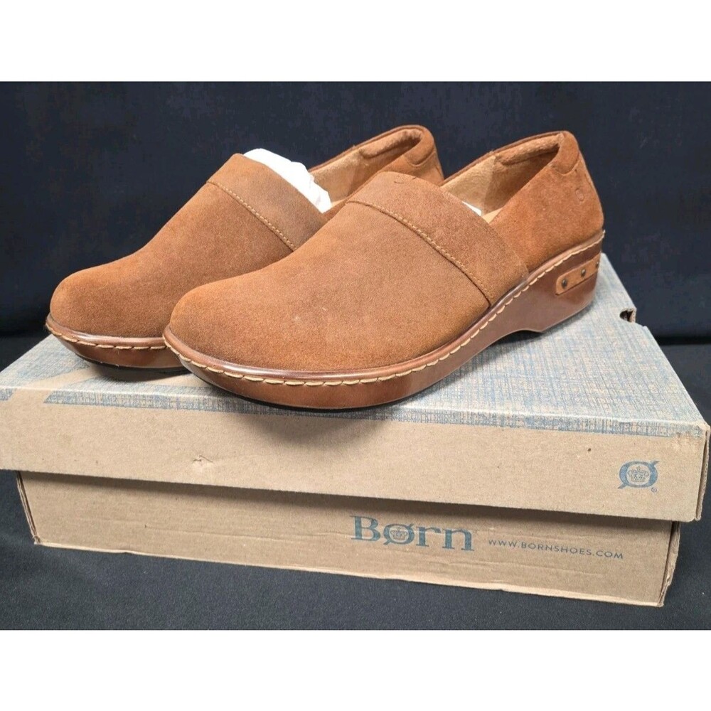 Born Bandy Clogs Brown Suede Comfort Slip On Mules Nurse Women's Size 10 NWB